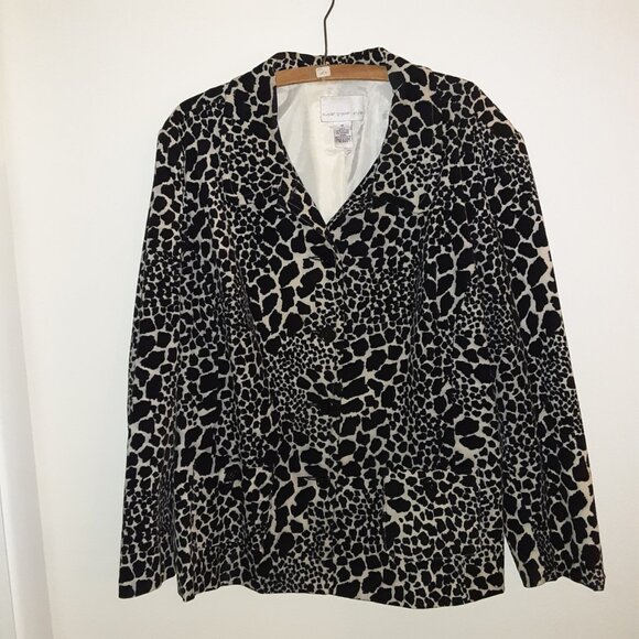 SUSAN GRAVER STYLE LEOPARD PRINT CORDUROY LADIES JACKET 1X - Picture 1 of 5